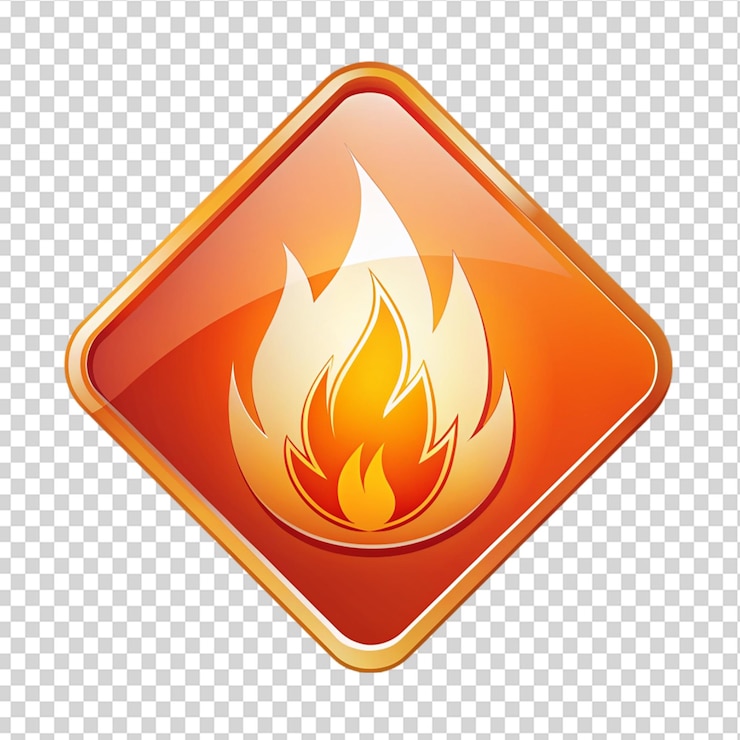 PSD signo triangular altamente inflamable aislado sobre un fondo transparente