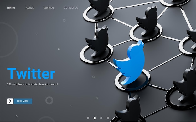 PSD signo de twitter metálico oscuro aislado estilo minimalista fondo icónico de redes sociales 3d render