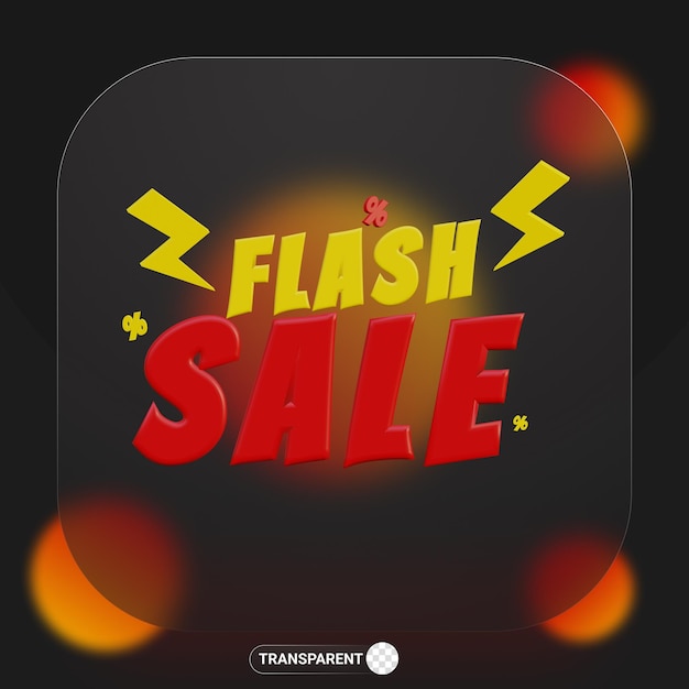 PSD signo de venta flash de texto de renderizado 3d