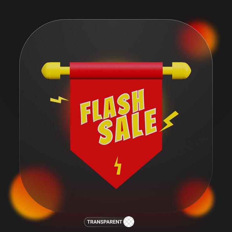 PSD signo de venta flash de texto de renderizado 3d
