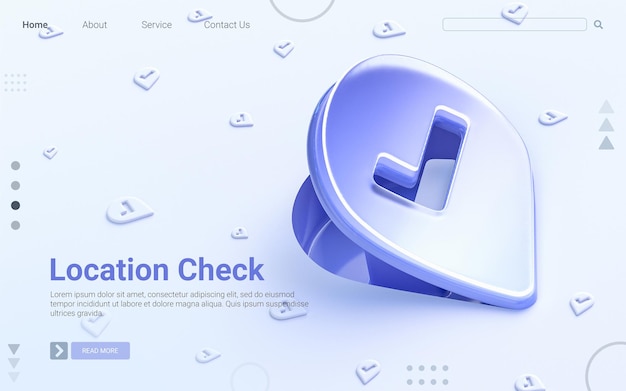 PSD signo de verificación de ubicación plegable sobre fondo blanco concepto de procesamiento 3d para plantilla web de banner social