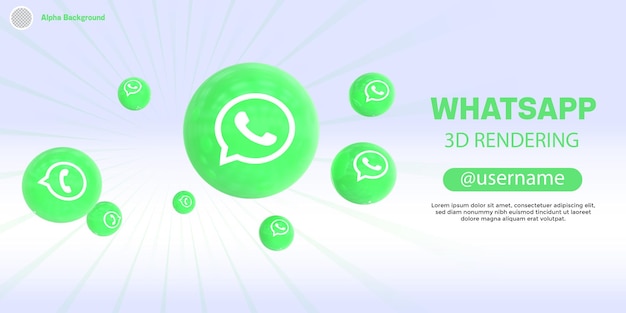Signo de whatsapp representación 3d fondo icónico realista oscuro abstracto para plantilla de banner social