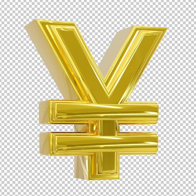 Signo de yen dorado aislado. Moneda oficial de Japón. representación 3d