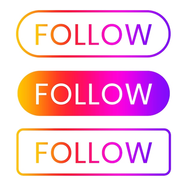 Sigue los botones con colores gradientes para el botón de Instagram de las redes sociales