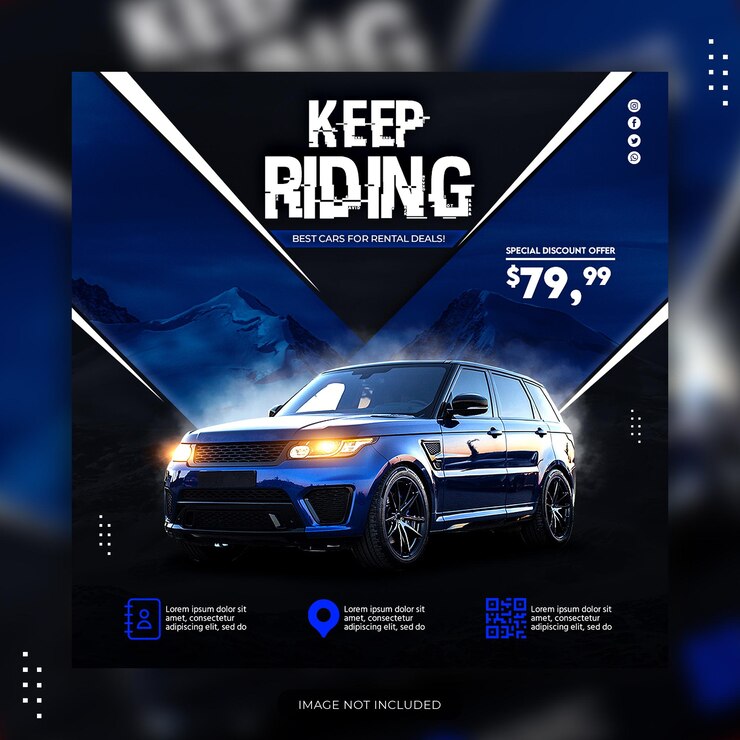 PSD sigue montando la oferta de descuento de alquiler de coches plantilla psd premium