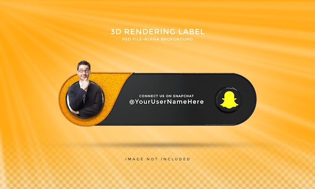 Sígueme en Snapchat, las redes sociales, el tercio inferior, el diseño 3d, el icono de renderizado, la insignia con el marco