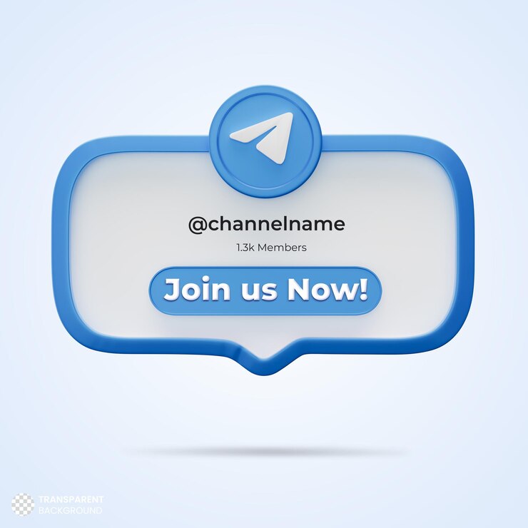 PSD siguenos en las redes sociales de telegram 3d render banner