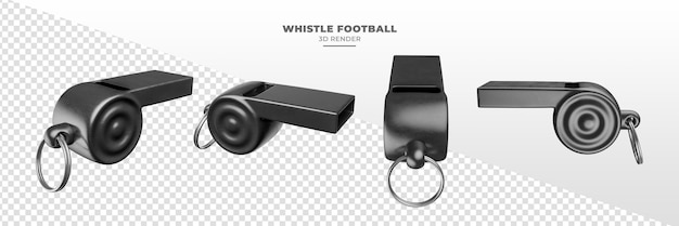 Silbato de fútbol en 3D Render en diferentes perspectivas
