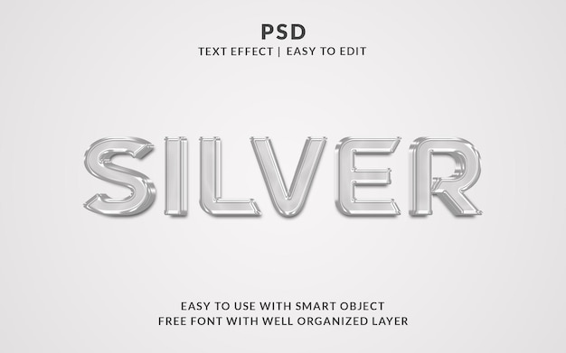 Silber 3D-bearbeitbare Texteffekt-Stil psd