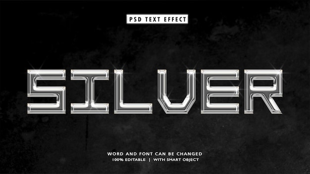 Silber 3D Bearbeitbarer Text Stileffekt