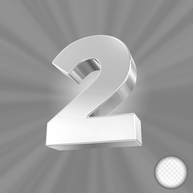 Silber 3D Nummer zwei