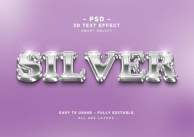 Silber 3d-text-stil-effekt