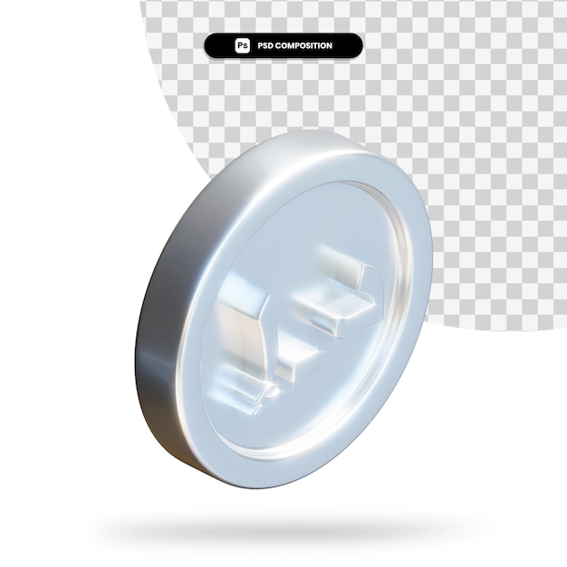 Silber-Dirham-Münze 3D-Rendering isoliert