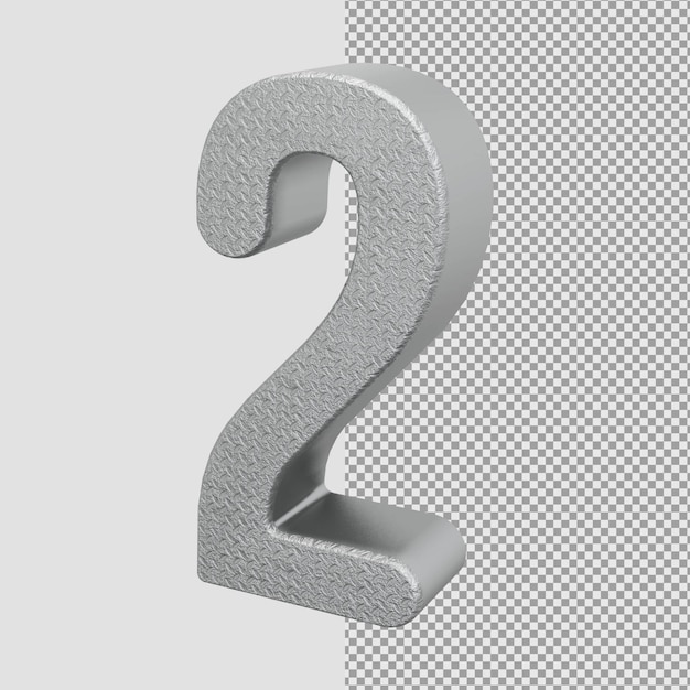 Silber Metallic 3D Rendering Nummer