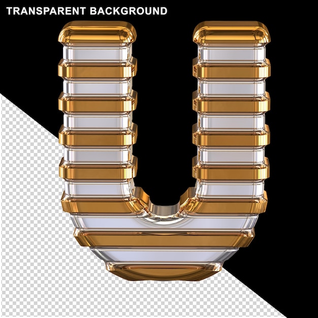 PSD silber mit dünnen horizontalen goldbändern großbuchstabe u