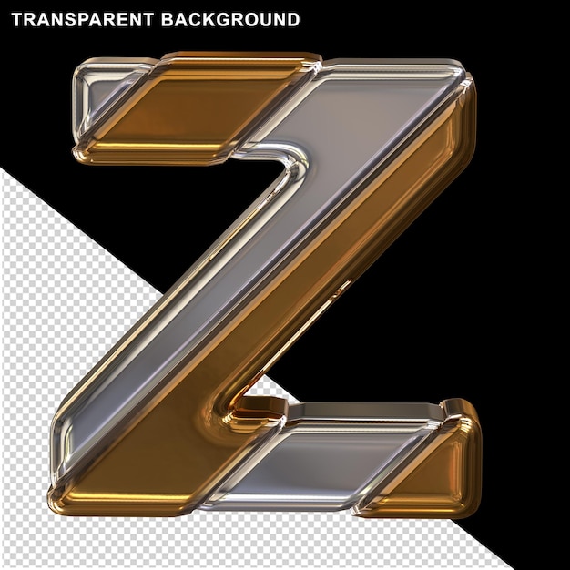 Silber und Gold mit diagonalen Gürteln 3d Großbuchstabe z