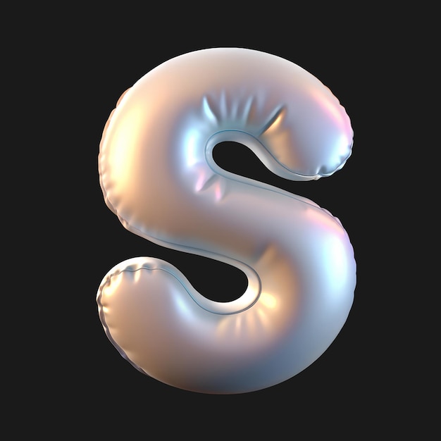 Silberballon Buchstabe S auf schwarzem Hintergrund