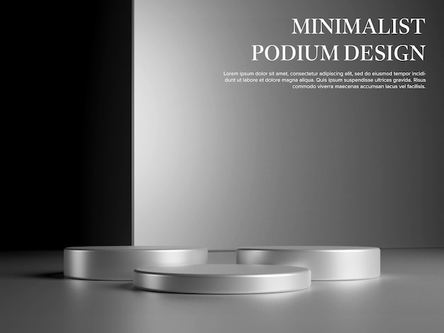 Silbermetall-Luxus-Podium 3D-Abstrakt-Hintergrund leerer Hintergrund Podest Produktdisplay für die Produktplatzierung