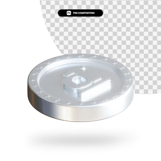 Silbermünze 3D-Rendering isoliert
