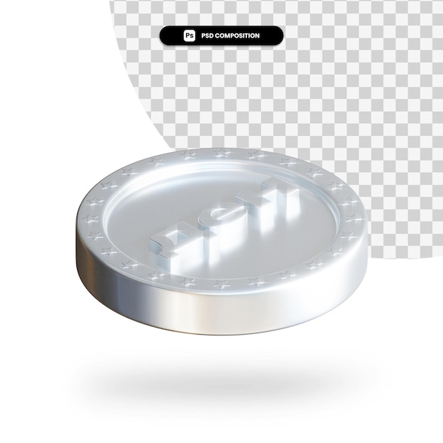 Silbermünze 3D-Rendering isoliert