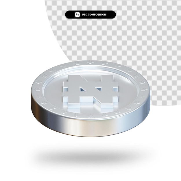 Silbermünze 3D-Rendering isoliert