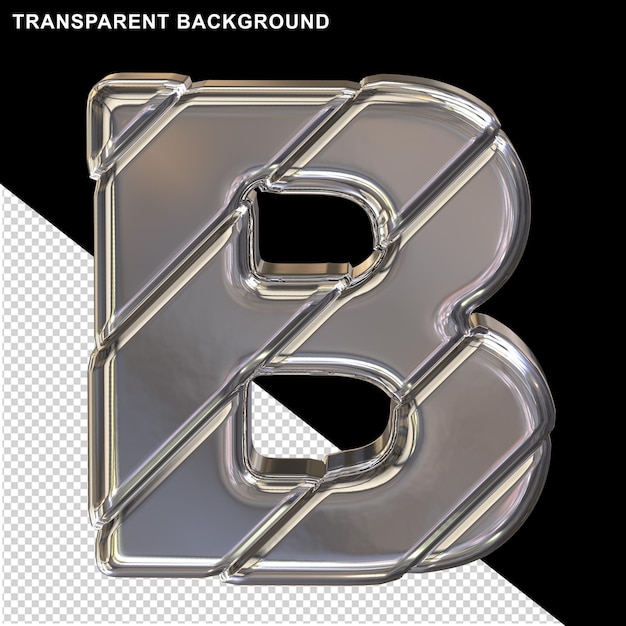 Silberne 3D-Buchstaben mit diagonalen Gürteln Großbuchstabe b