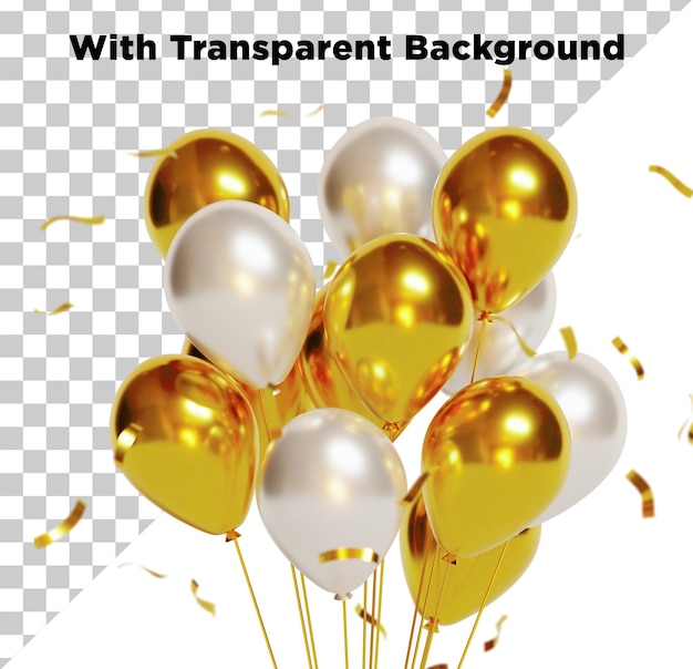 Silberne Ballons auf durchsichtigem Hintergrund