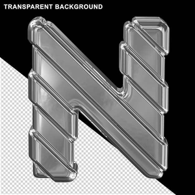 Silberne Buchstaben mit diagonalen Riemen 3d Großbuchstabe n
