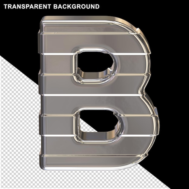 Silberne Buchstaben mit horizontalen Riemen 3d Großbuchstabe b