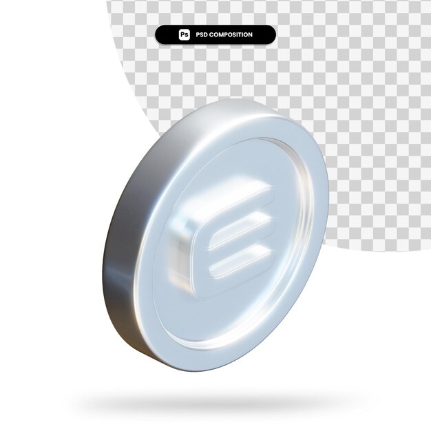 Silberne Enjin-Münze 3D-Rendering isoliert