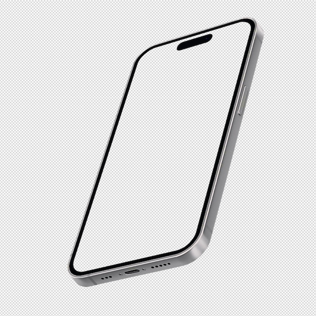 Silberne iPhone-Mockup-Vorlage Nur Rahmen Transparenter Png im Inneren Isolierter leerer Bildschirm Isometrisch