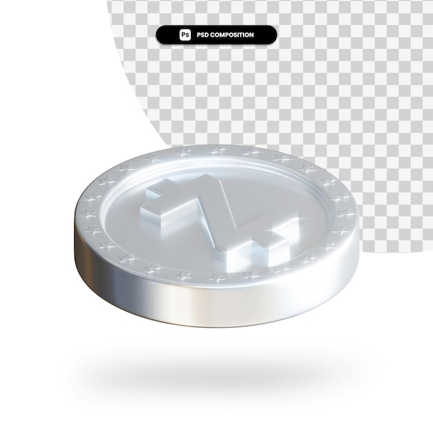 Silberne Kryptowährungsmünze 3D-Rendering isoliert