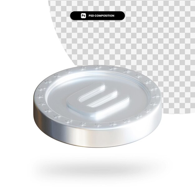 Silberne Kryptowährungsmünze 3D-Rendering isoliert