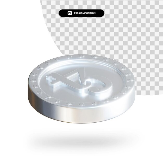 Silberne Kryptowährungsmünze 3D-Rendering isoliert