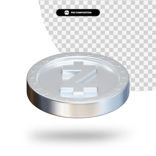 Silberne Kryptowährungsmünze 3D-Rendering isoliert