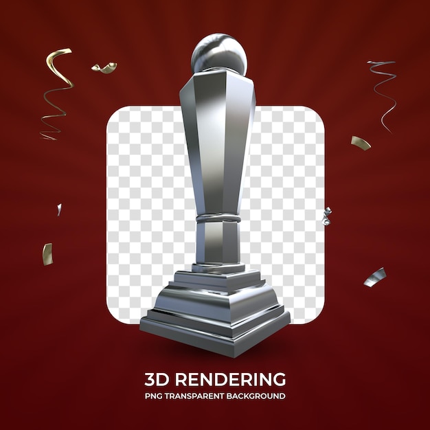 Silberne Trophäe 3D-Rendering isolierter transparenter Hintergrund