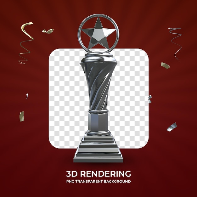 Silberne Trophäe 3D-Rendering isolierter transparenter Hintergrund