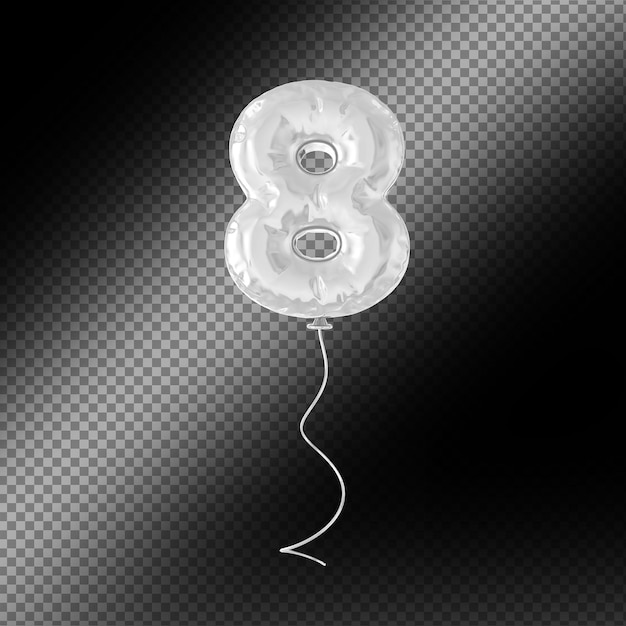 PSD silberner ballon nummer 8