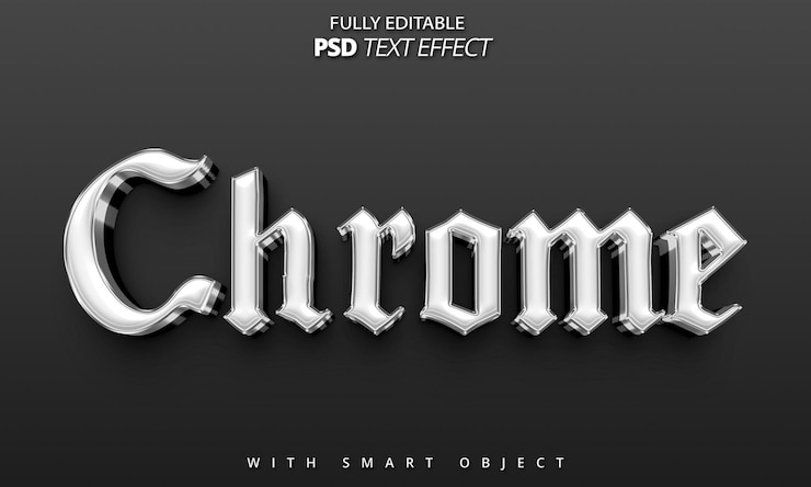 PSD silberner chromtext psd