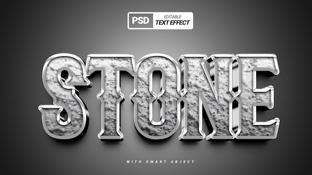 PSD silberner stein realistische textur 3d-texteffekt-vorlagendesign