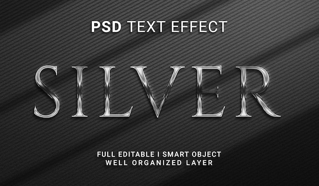 PSD silberner text-effekt