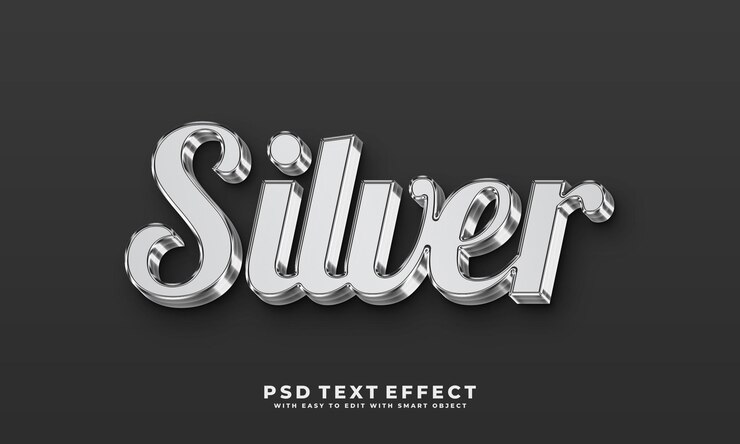 PSD silberner text-effekt