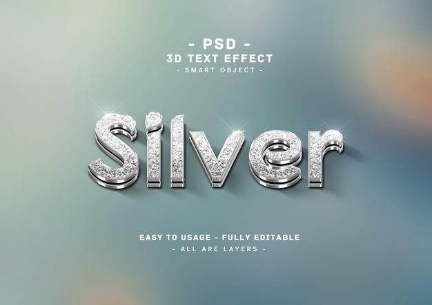 Silberner texteffekt 3d-glitzerstil