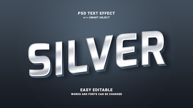 Silberner Texteffekt 3D-Metallic-PSD-Datei