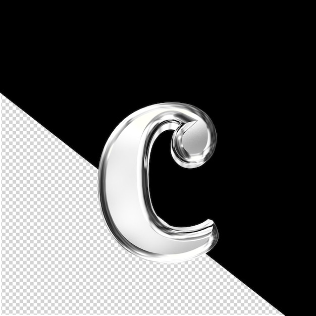 Silbernes 3D-Symbol mit abgeschrägtem Buchstaben c