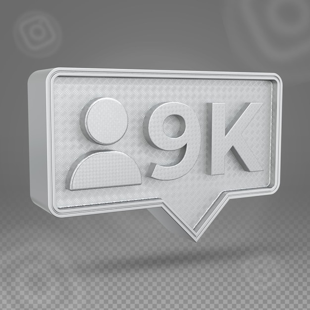 Silbernes instagram 9k follower 3d-symbol