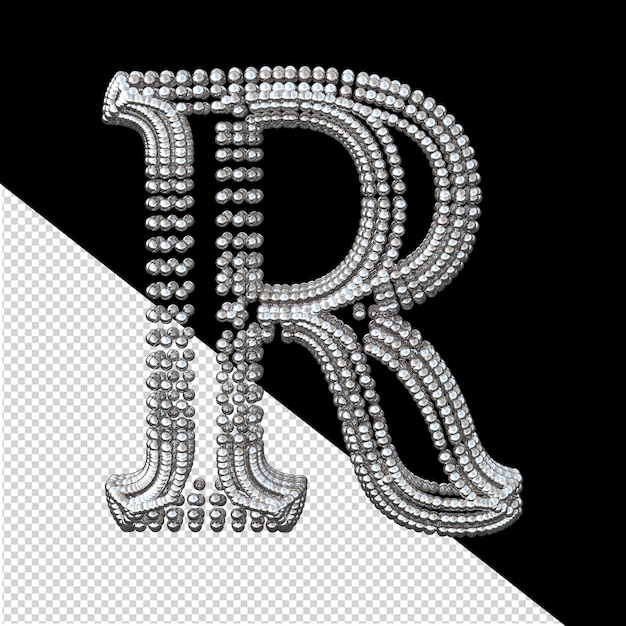 Silbernes Symbol aus Kugeln, Buchstabe r