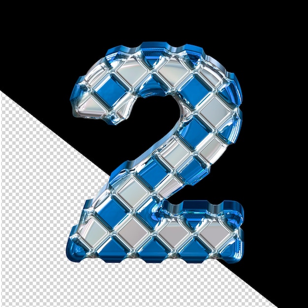PSD silbernes symbol mit blauen rauten nummer 2