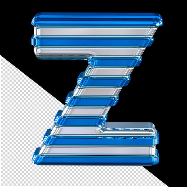 PSD silbernes symbol mit dünnen blauen horizontalen riemen, buchstabe z
