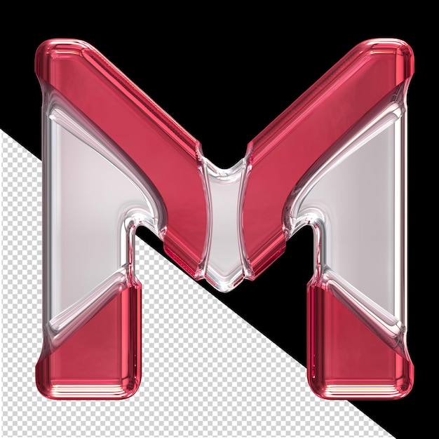 Silbernes symbol mit roten einlagen buchstabe m